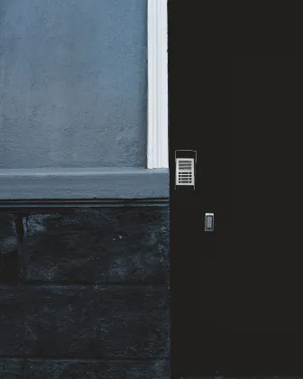 Puerta de entrada oscura en una fachada